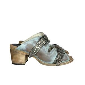 NWOB Freebird Rare Steven Caprice Slip On Heel Sandal Leather Big Buckle Size 11